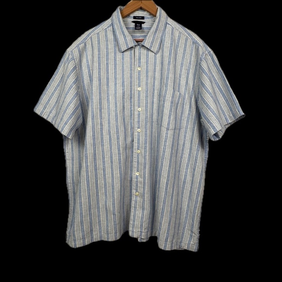 Gap Men Short Sleeve Button Down Shirt 100% Linen Sz XXL Beachy Coastal Breathe - Picture 1 of 10